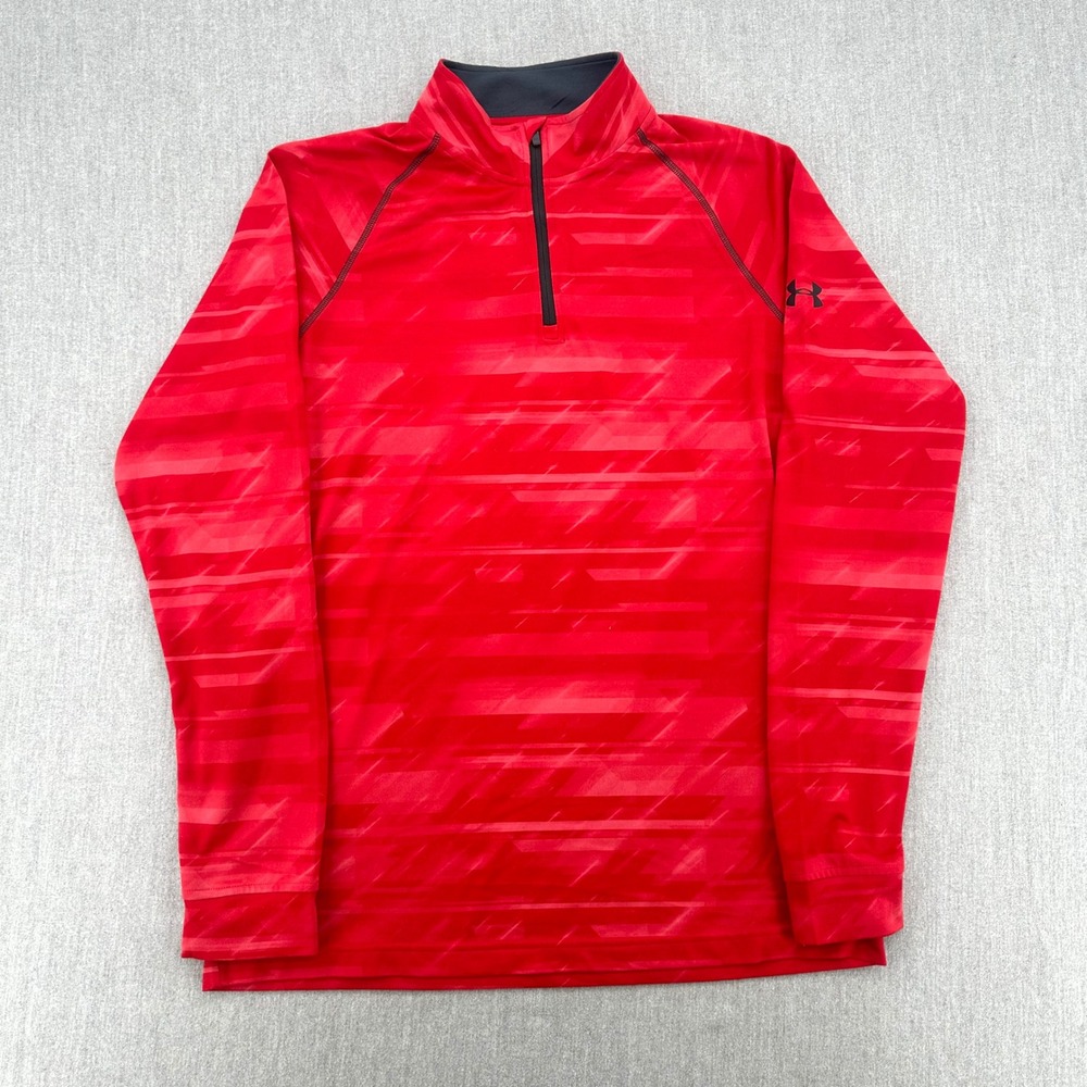 Under Armour 1/4 Zip Pullover Mens Medium Tech‎ Shirt HeatGear Red Loose Fit